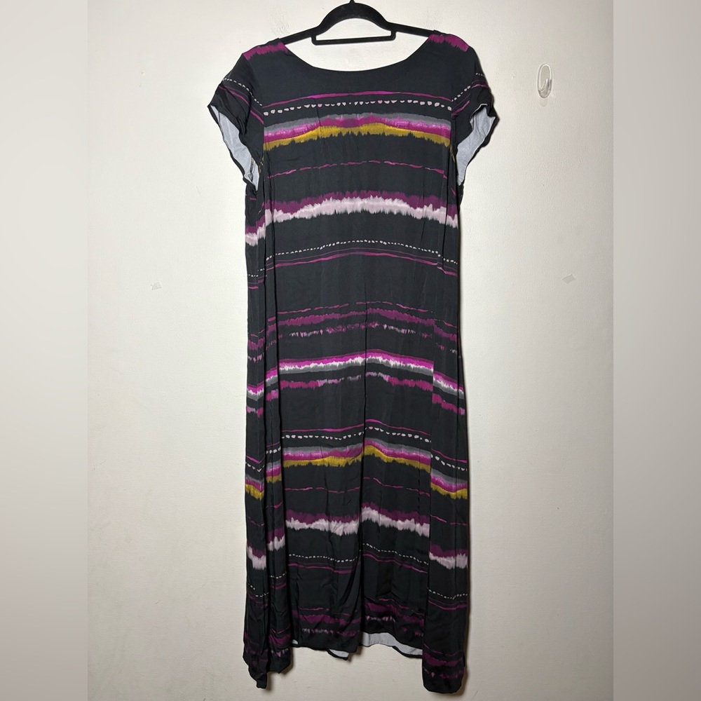 PureJill Sleeveless Striped Multicolor Maxi Dress Summer Spring Size L